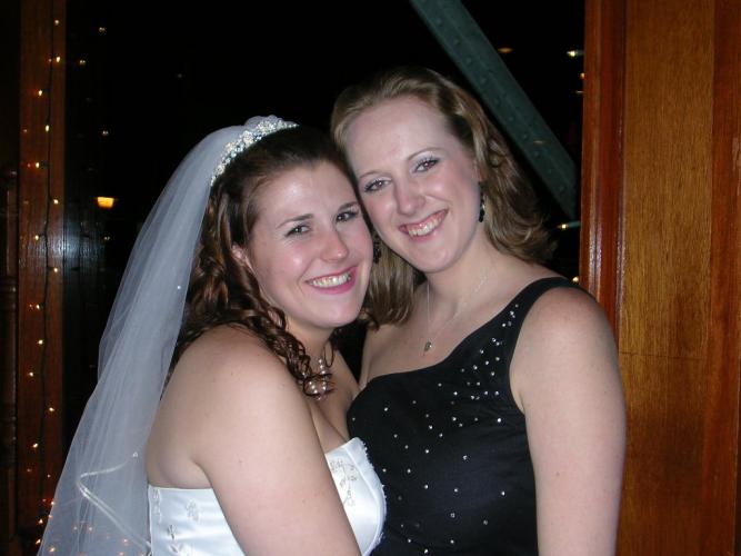 Sara & her Friend From College on her Wedding Day 